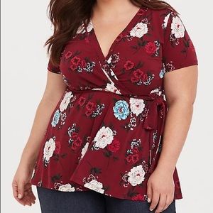 Torrid • Floral Studio Knit Babydoll Blouse